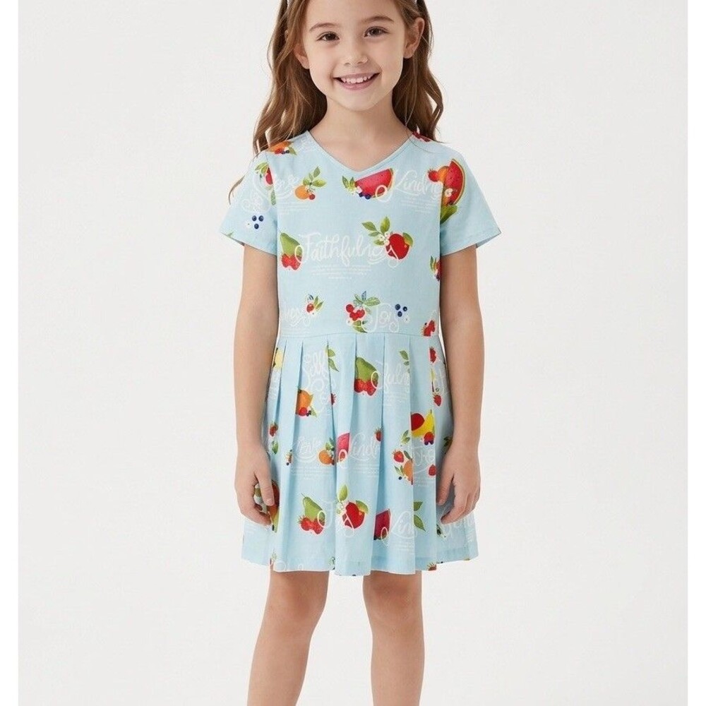 NEW Girls Dress Shorts Sleeves Dress 4T multifruit print
